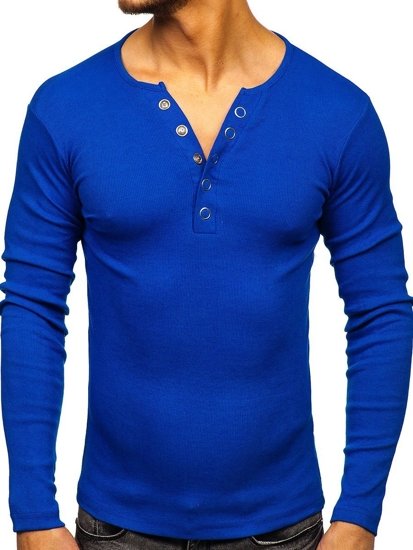 Bolf Herren Longsleeve ohne Motiv Mittelblau  145362