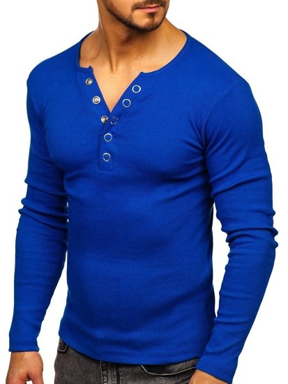 Bolf Herren Longsleeve ohne Motiv Mittelblau  145362