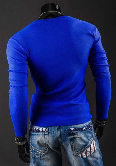 Bolf Herren Longsleeve ohne Motiv Mittelblau  145362