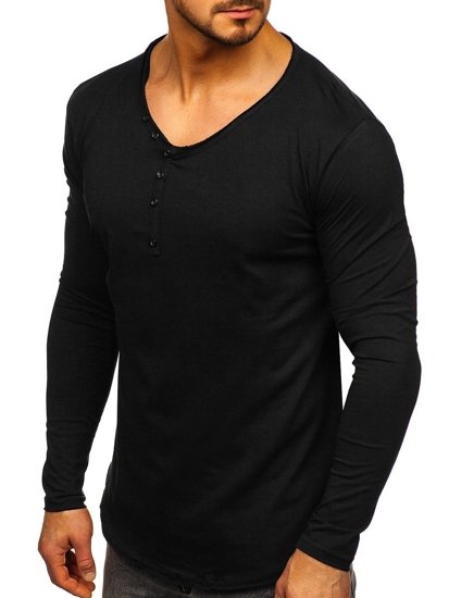 Bolf Herren Longsleeve ohne Motiv Schwarz 5059