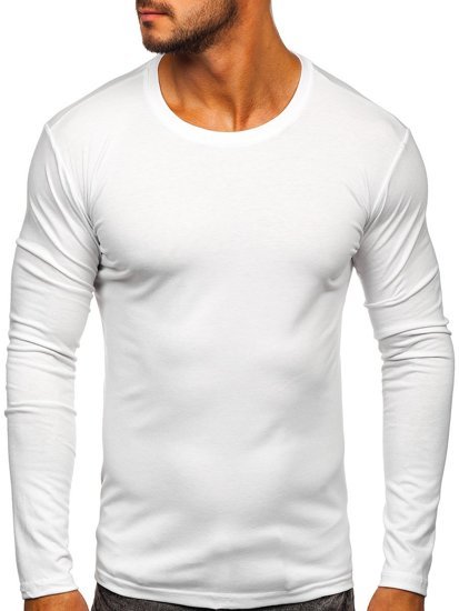 Bolf Herren Longsleeve ohne Motiv Weiß 2088L