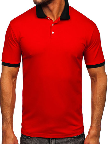 Bolf Herren Polohemd Kurzarm Rot-Schwarz  0003