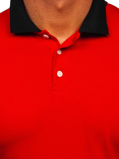 Bolf Herren Polohemd Kurzarm Rot-Schwarz  0003