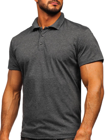 Bolf Herren Polohemd Kurzarm Schwarzgrau  8T80