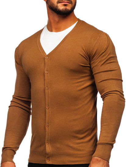 Bolf Herren Pullover Aufknöpfbar Braun  YY06