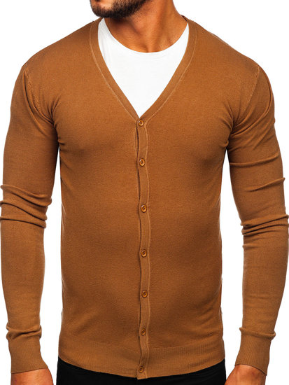 Bolf Herren Pullover Aufknöpfbar Braun  YY06