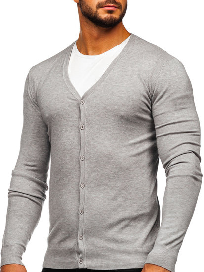 Bolf Herren Pullover Aufknöpfbar Grau  YY06