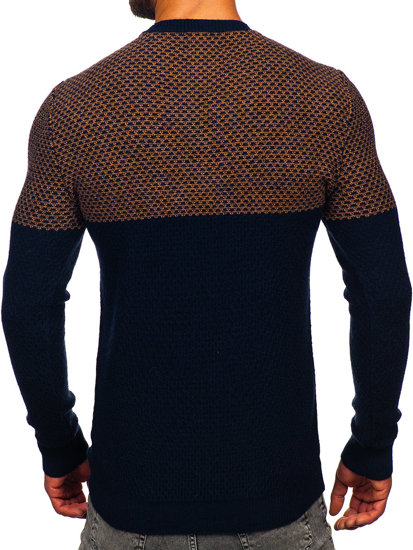 Bolf Herren Pullover Camel-Dunkalblau  W15-634