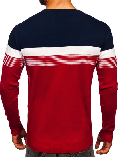 Bolf Herren Pullover Dunkelblau-Rot  H2116