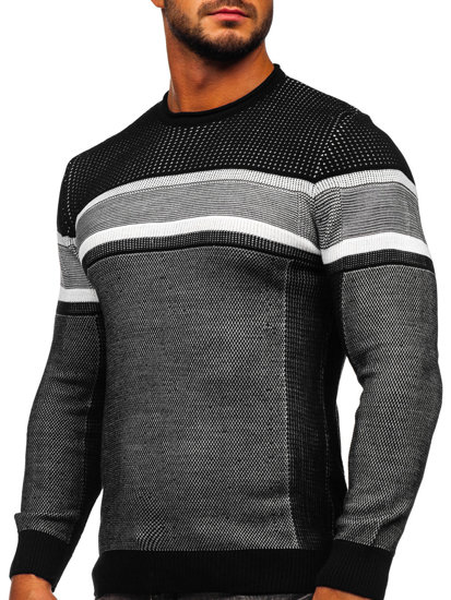 Bolf Herren Pullover Schwarz  2510