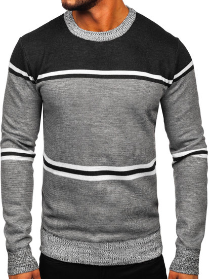 Bolf Herren Pullover Schwarzgrau  6300