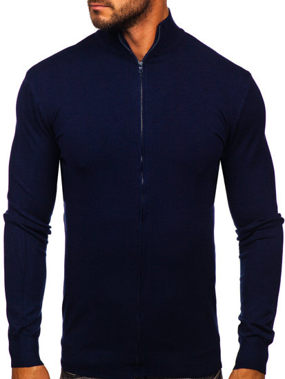 Bolf Herren Pullover mit Reißverschluss Dunkelblau  MM6004