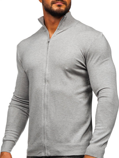 Bolf Herren Pullover mit Reißverschluss Grau  MM6004