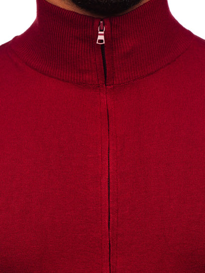 Bolf Herren Pullover mit Reißverschluss Weinrot  MM6004