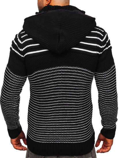 Bolf Herren Pullover mit Reißverschluss und Kapuze Warme Sweatjacke Schwarz  2031