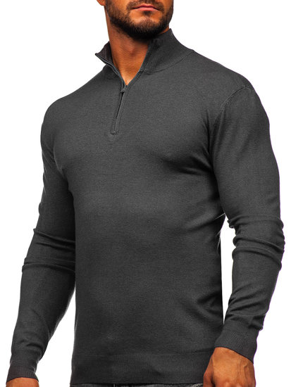 Bolf Herren Pullover mit Stehkragen Anthrazit  MM6007