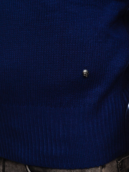 Bolf Herren Pullover mit Stehkragen Dunkelblau  MM6018