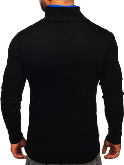 Bolf Herren Pullover mit Stehkragen Schwarz 1051