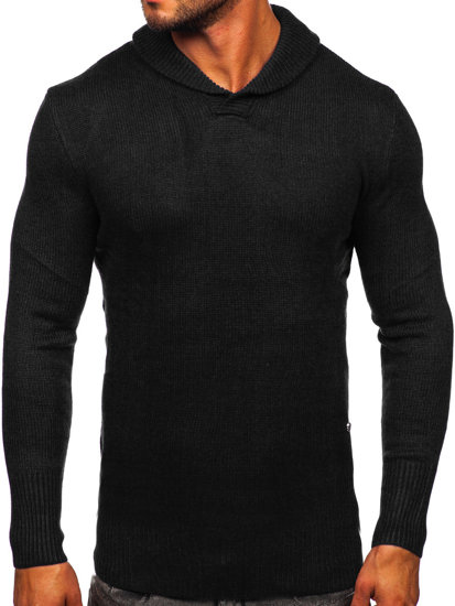 Bolf Herren Pullover mit Stehkragen Schwarz MM6018