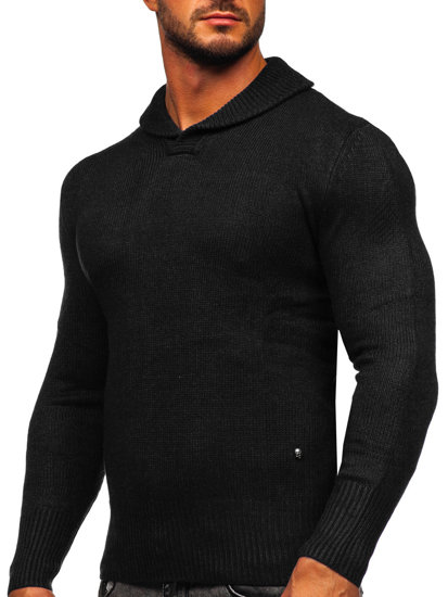 Bolf Herren Pullover mit Stehkragen Schwarz MM6018