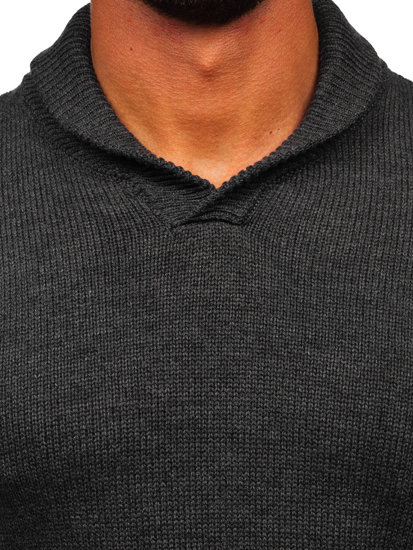 Bolf Herren Pullover mit Stehkragen Schwarzgrau MM6018