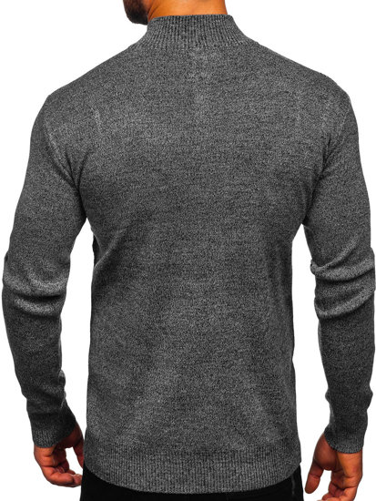 Bolf Herren Pullover mit Stehkragen Schwarzgrau S8205