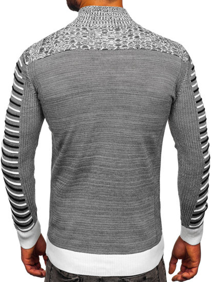 Bolf Herren Pullover mit Stehkragen Weiß  1028