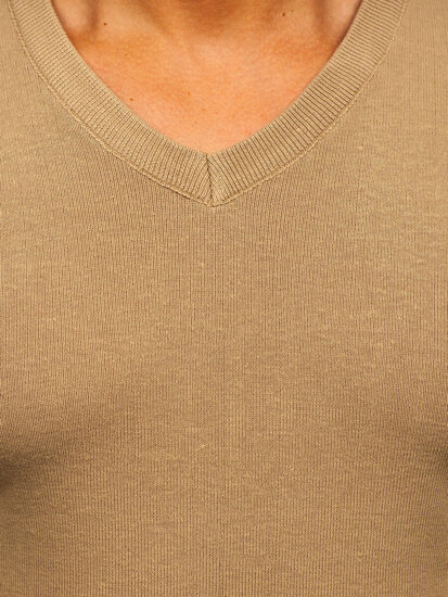 Bolf Herren Pullover mit V-Auschchnitt Beige H2405