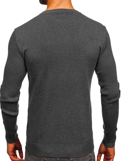 Bolf Herren Pullover mit V-Auschchnitt Schwarzgrau H2405