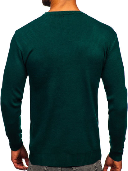 Bolf Herren Pullover mit V-Ausschnitt Basic Grün  S8533