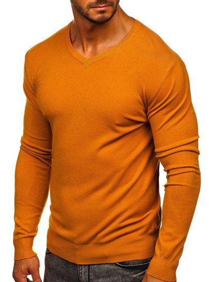 Bolf Herren Pullover mit V-Ausschnitt Camel  YY03