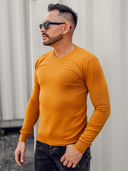 Bolf Herren Pullover mit V-Ausschnitt Camel  YY03