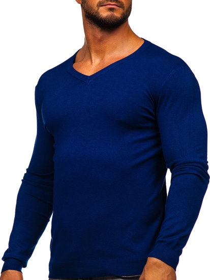 Bolf Herren Pullover mit V-Ausschnitt Dunkelblau  MMB601