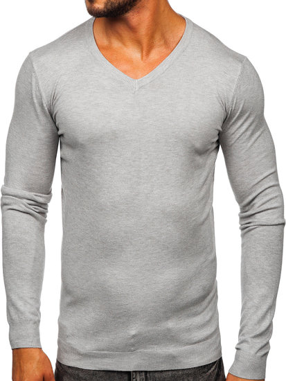 Bolf Herren Pullover mit V-Ausschnitt Grau  MMB601