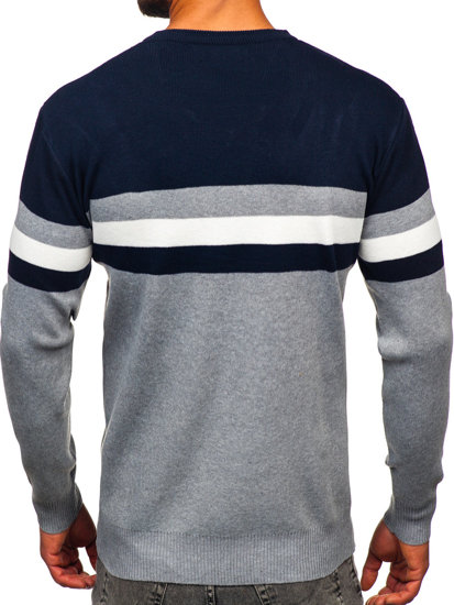 Bolf Herren Pullover mit V-Ausschnitt Grau  S8535