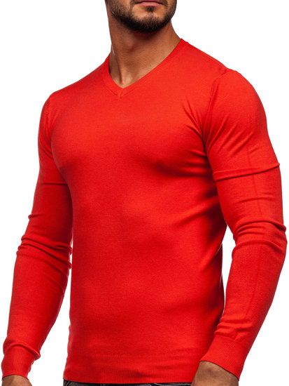 Bolf Herren Pullover mit V-Ausschnitt Orange  YY03