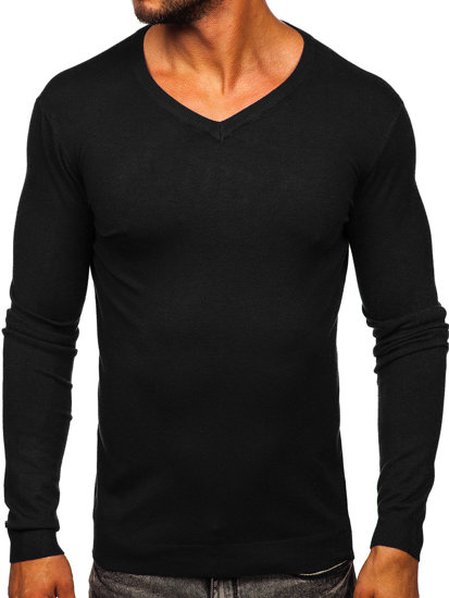 Bolf Herren Pullover mit V-Ausschnitt Schwarz  MMB601