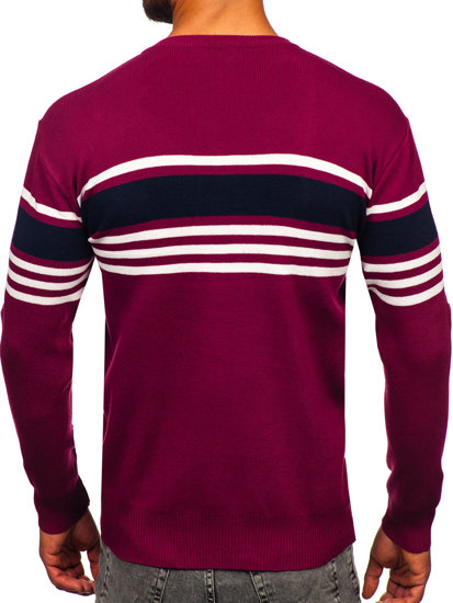 Bolf Herren Pullover mit V-Ausschnitt Violettk  S8536