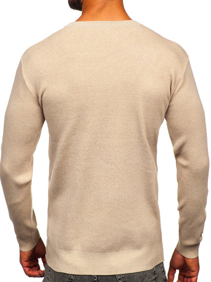 Bolf Herren Pullover mit V-Ausschnitt basic Beige   S8530