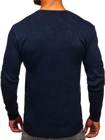 Bolf Herren Pullover mit V-Ausschnitt basic Dunkalblau  S8530