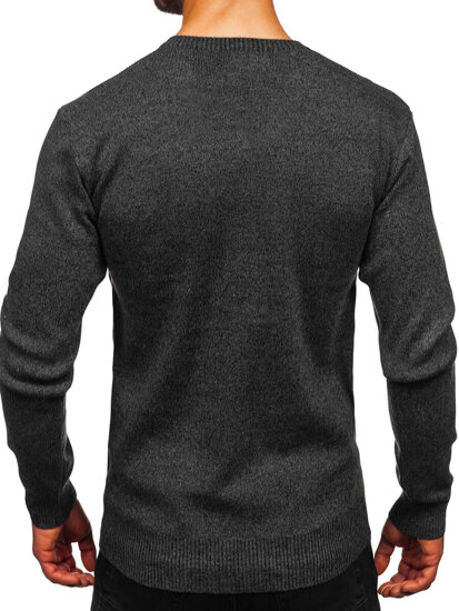 Bolf Herren Pulover mit V-Ausschnitt Schwarzgrau S8725