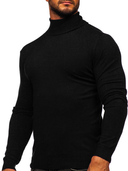 Bolf Herren Rollkargenpullover Basic Schwarz  MMB600