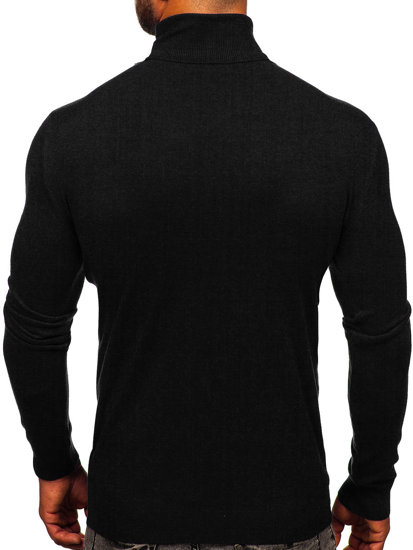 Bolf Herren Rollkargenpullover Basic Schwarz  MMB600