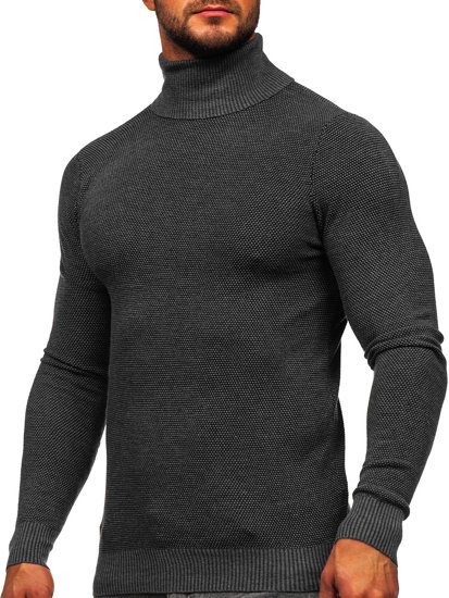 Bolf Herren Rollkragenpullover Anthrazit  W2-20125