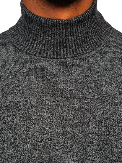 Bolf Herren Rollkragenpullover Basic Anthrazit  S8730