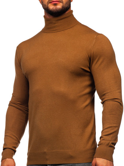 Bolf Herren Rollkragenpullover Basic Braun  W1-1728