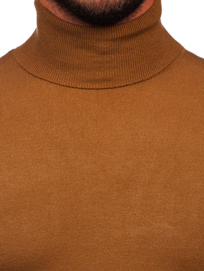 Bolf Herren Rollkragenpullover Basic Braun  W1-1728