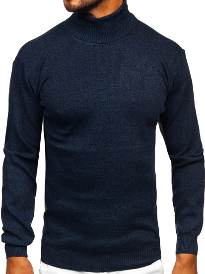 Bolf Herren Rollkragenpullover Basic Dunkalblau  S8515