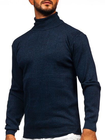 Bolf Herren Rollkragenpullover Basic Dunkalblau  S8515