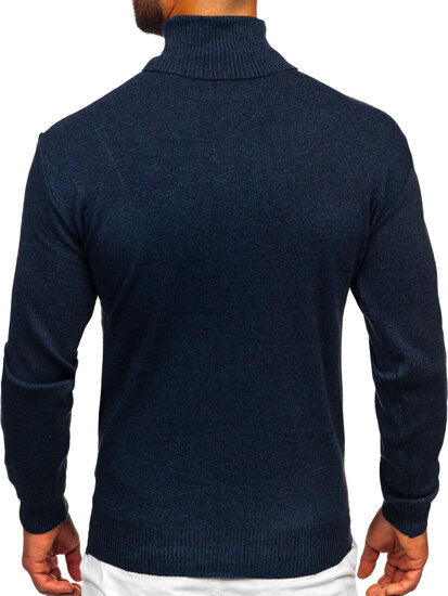 Bolf Herren Rollkragenpullover Basic Dunkalblau  S8515